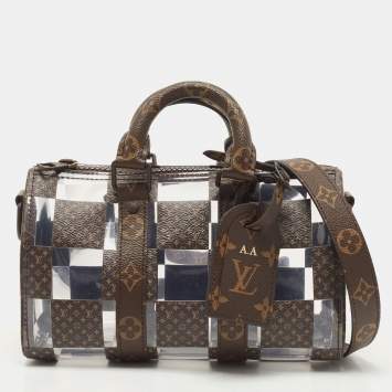 Pre Owned Louis Vuitton Monogram Chess Canvas and PVC Keepall Bandoulière 25 Bag