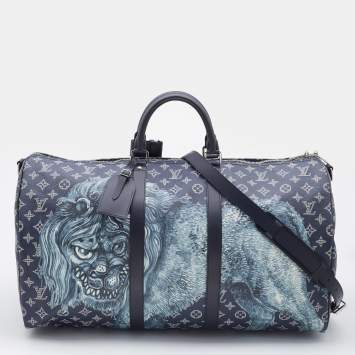 Pre Owned Louis Vuitton X Chapman Brothers Monogram Savane Ink Keepall Bandouliere 55 Bag