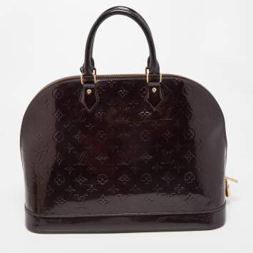 Pre Owned Louis Vuitton Amarante Monogram Vernis Alma GM Bag