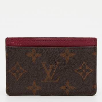 Pre Owned Louis Vuitton Fuchsia Monogram Canvas Card Holder