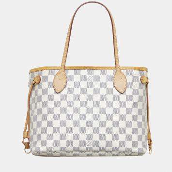 Pre Owned Louis Vuitton White Damier Azur Neverfull PM