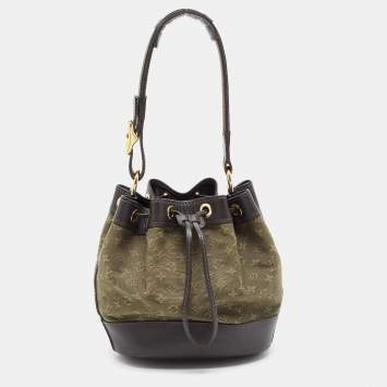 Pre Owned Louis Vuitton Khaki Monogram Mini Lin Canvas Noelie Bag