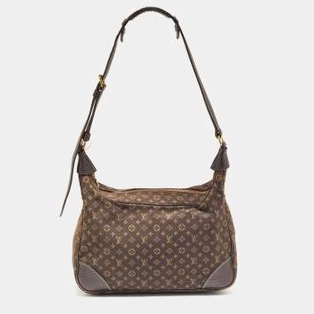 Pre Owned Louis Vuitton Fusain Monogram Mini Lin Canvas Boulogne Bag