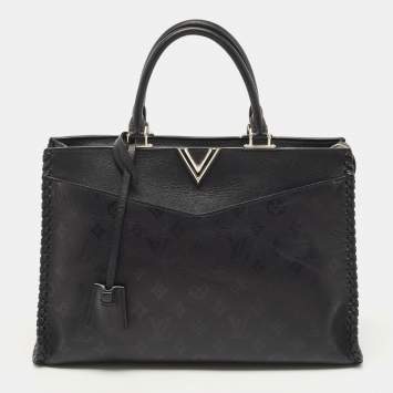 Pre Owned Louis Vuitton Black Monogram Cuir Plume Leather Very Zipped Tote