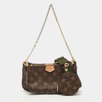 Pre Owned Louis Vuitton Khaki Monogram Canvas Multi Pochette Accessoires