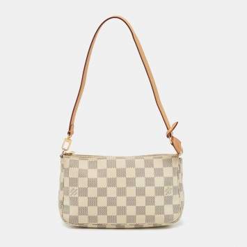 Pre Owned Louis Vuitton White Damier Azur Canvas Pochette Accessoires Shoulder Bag