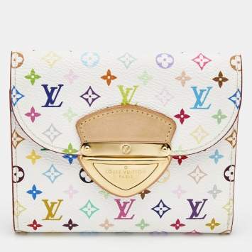 Pre Owned Louis Vuitton White Monogram Multicolore Canvas Joey Wallet
