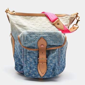Pre Owned Louis Vuitton Blue Monogram Denim Limited Edition Sunburst PM Bag