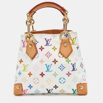Pre Owned Louis Vuitton White Multicolor Monogram Canvas Audra Bag