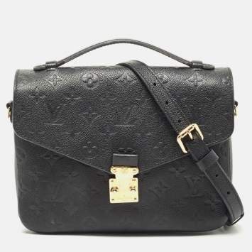 Pre Owned Louis Vuitton Black Monogram Empriente Leather Pochette Metis Bag