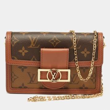 Pre Owned Louis Vuitton Monogram Reverse Canvas Dauphine Wallet on Chain