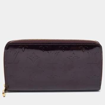 Pre Owned Louis Vuitton Terre D’Ombre Monogram Vernis Zippy Wallet