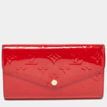 Pre Owned Louis Vuitton Pomme D’amour Monogram Vernis Sarah Wallet 
