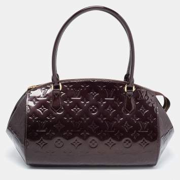 Pre Owned Louis Vuitton Amarante Monogram Vernis Sherwood GM Bag