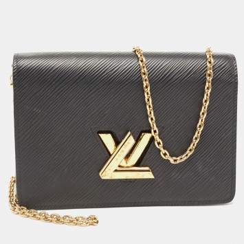 Pre Owned Louis Vuitton Black Epi Leather Twist Belt Wallet On Chain