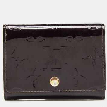 Pre Owned Louis Vuitton Amarante Monogram Vernis Flap Card Case