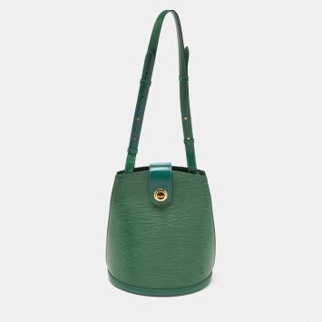 Pre Owned Louis Vuitton Borneo Green Epi Leather Cluny Bag