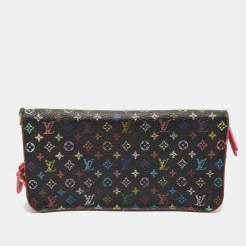 Pre Owned Louis Vuitton Black Monogram Multicolore Canvas Insolite Pistache Wallet