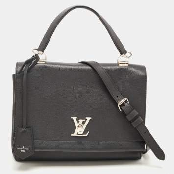 Pre Owned Louis Vuitton Black Leather Lockme II Top Handle Bag