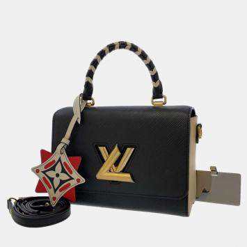 Pre Owned Louis Vuitton Black Leather Twist MM Shoulder Bag