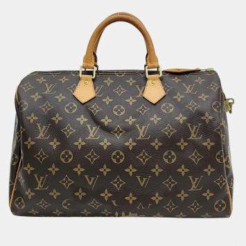 Pre Owned Louis Vuitton Brown Monogram Canvas Speedy 35 bag