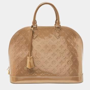 Pre Owned Louis Vuitton Beige Poudre Monogram Vernis Alma GM Bag