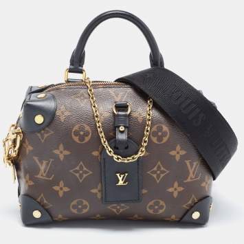 Pre Owned Louis Vuitton Black Monogram Canvas and Leather Petite Malle Souple Bag