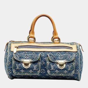 Pre Owned Louis Vuitton Blue Monogram Denim Neo Speedy 30