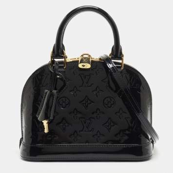 Pre Owned Louis Vuitton Black Magnetique Monogram Vernis Alma BB Bag