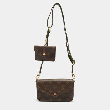 Pre Owned Louis Vuitton Khaki Monogram Canvas Félicie Strap & Go