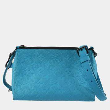 Pre Owned Louis Vuitton Blue Monogram Leather Empriente Triangle Tuffetage Shoulder Bag