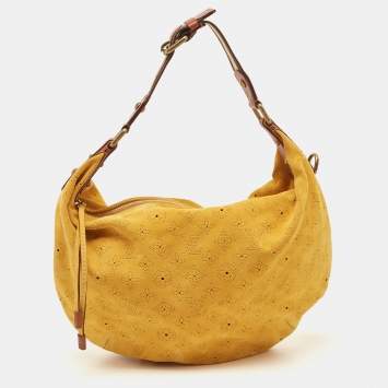 Pre Owned Louis Vuitton Maize Suede Mahina Onatah GM Hobo