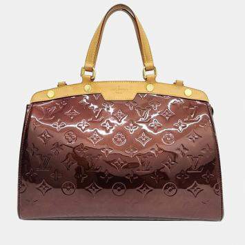 Pre Owned Louis Vuitton Purple Vernis Leather Monogram Brea MM Satchel Bag 
