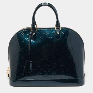 Pre Owned Louis Vuitton Bleu Nuit Monogram Vernis Alma GM Bag
