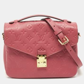 Pre Owned Louis Vuitton Rose Bruyere Monogram Empreinte Leather Pochette Metis Bag
