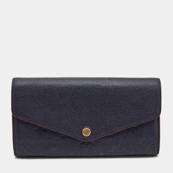 Pre Owned Louis Vuitton Bleu Infini Monogram Empreinte Leather Sarah Wallet