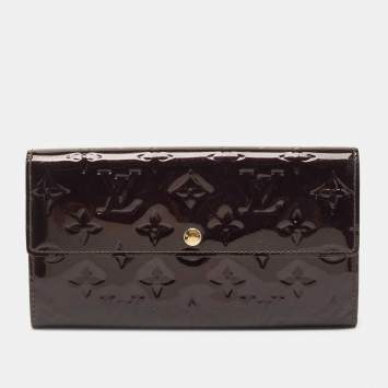 Pre Owned Louis Vuitton Burgundy Monogram Vernis Sarah Wallet