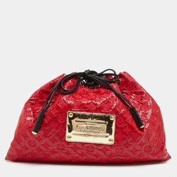Pre Owned Louis Vuitton Red Monogram Vinyl and Canvas Squishy Bag