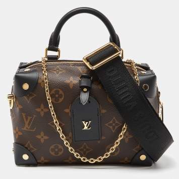 Pre Owned Louis Vuitton Coated Canvas and Leather Petite Malle Souple Bag