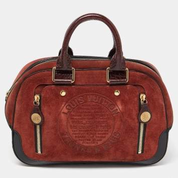 Pre Owned Louis Vuitton Brown Suede and Leather Havana Stamped Trunk GM Bag