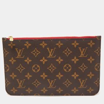 Louis Vuitton Damier Ebene Canvas Double Zip Pochette Bag Louis