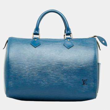 Louis Vuitton Alligator-Trimmed Denim Neo Speedy - Blue Handle