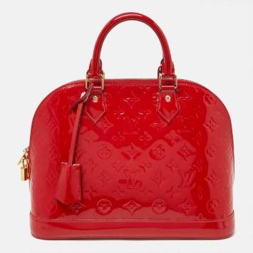 Pre Owned Louis Vuitton Orange Sunset Monogram Vernis Alma PM Bag