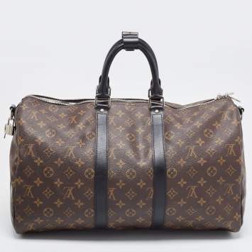 Pre Owned Louis Vuitton Brown Canvas Monogram Keepall Bandouliere 45 Duffel Bag