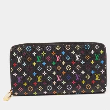 Pre Owned Louis Vuitton Black Monogram Multicolore Canvas Zippy Wallet