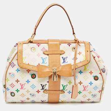 Pre Owned Louis Vuitton White Monogram Multicolore Canvas Murakami Eye Love You Bag