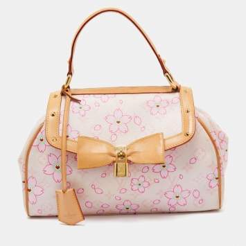 Pre Owned Louis Vuitton Pink/Tan Takashi Murakami Monogram Cherry Blossom Sac Retro