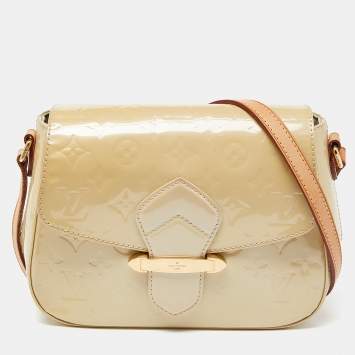 Pre Owned Louis Vuitton Cream Monogram Vernis Bellflower GM Bag