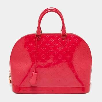 Pre Owned Louis Vuitton Rose Pop Monogram Vernis Alma GM Bag