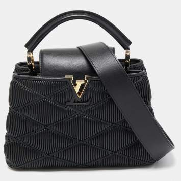 Pre Owned Louis Vuitton Black Quilted Leather Capucines BB Bag